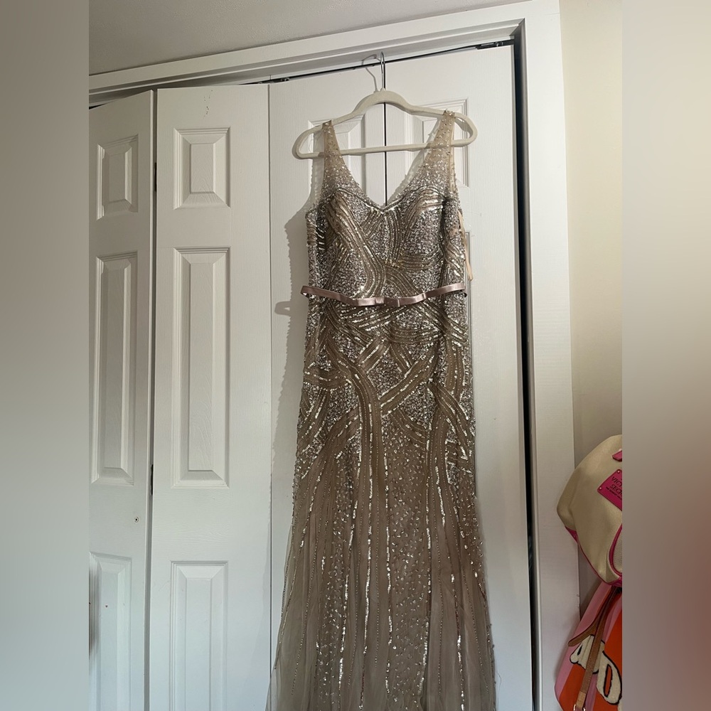 Elegant Silver Sequin Gown